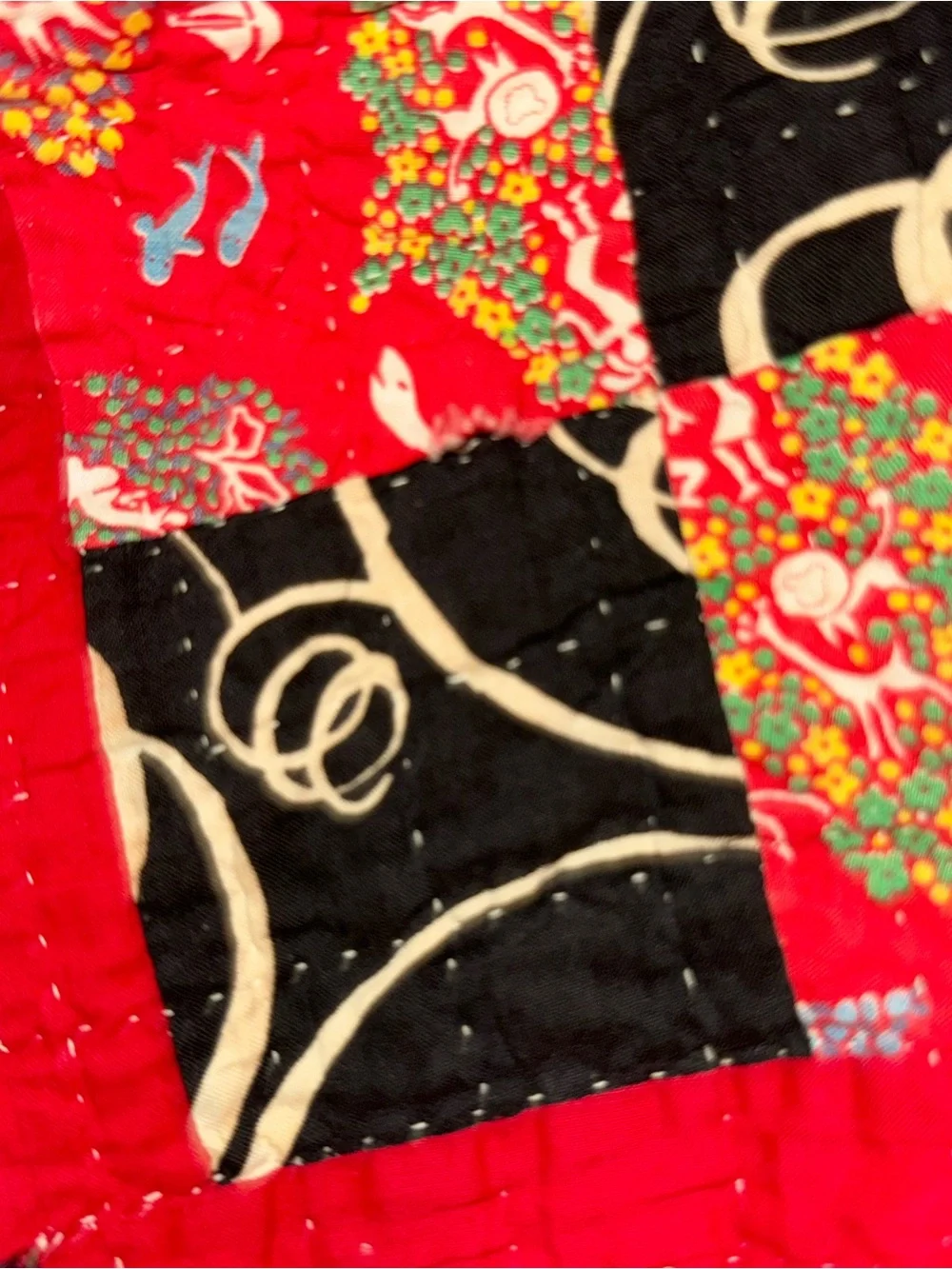 Vintage hand stitched Patchwork 9 patch Quilt